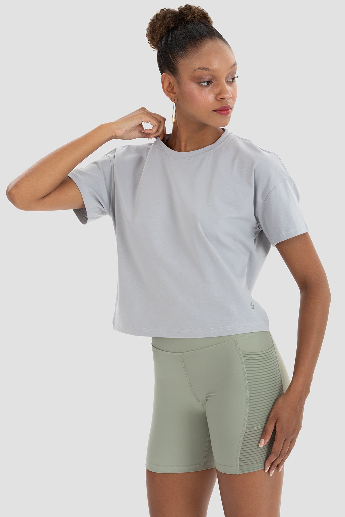Lily Oversize Gri Crop Tişört - 3
