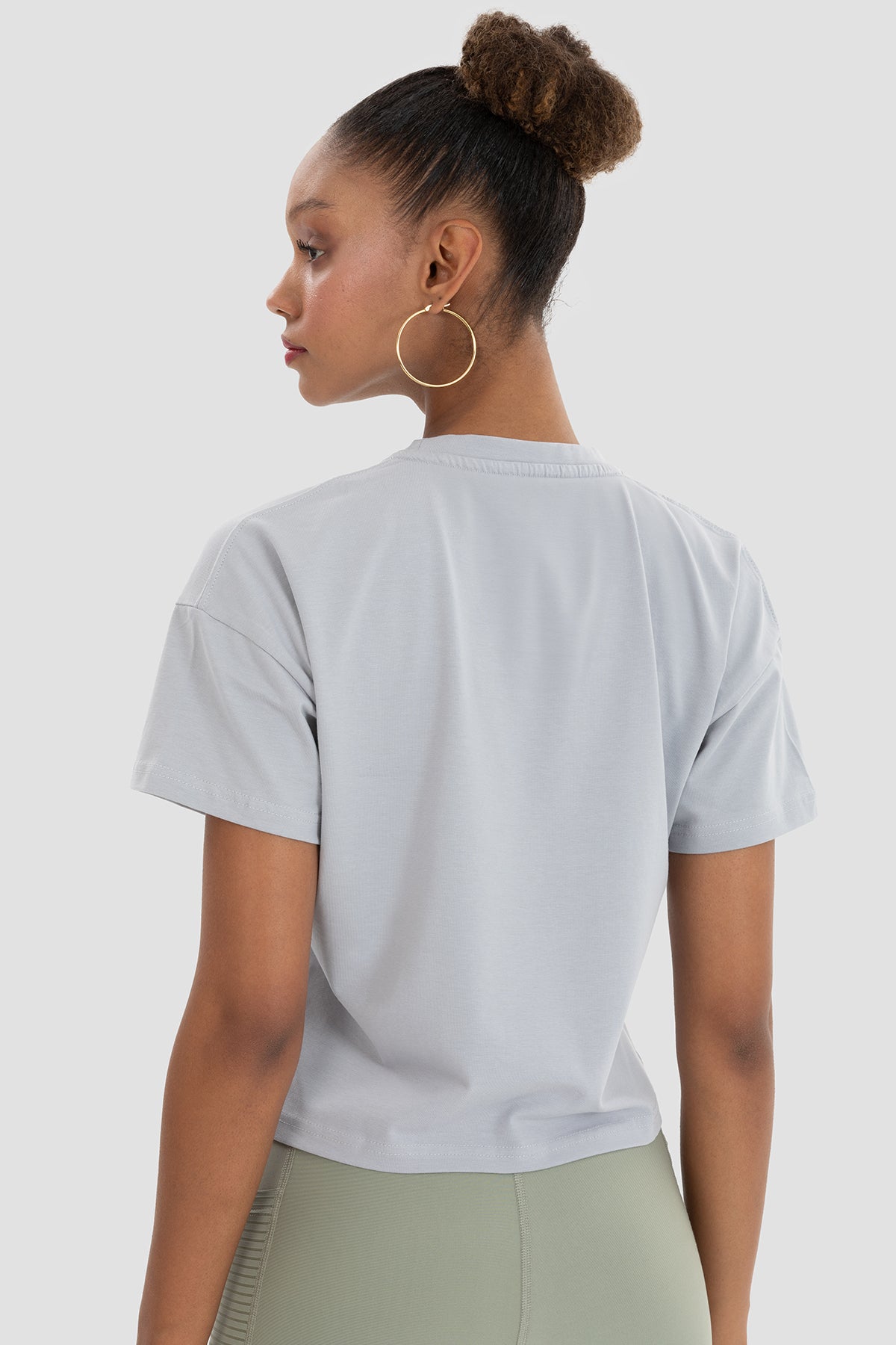 Lily Oversize Gri Crop Tişört - 5
