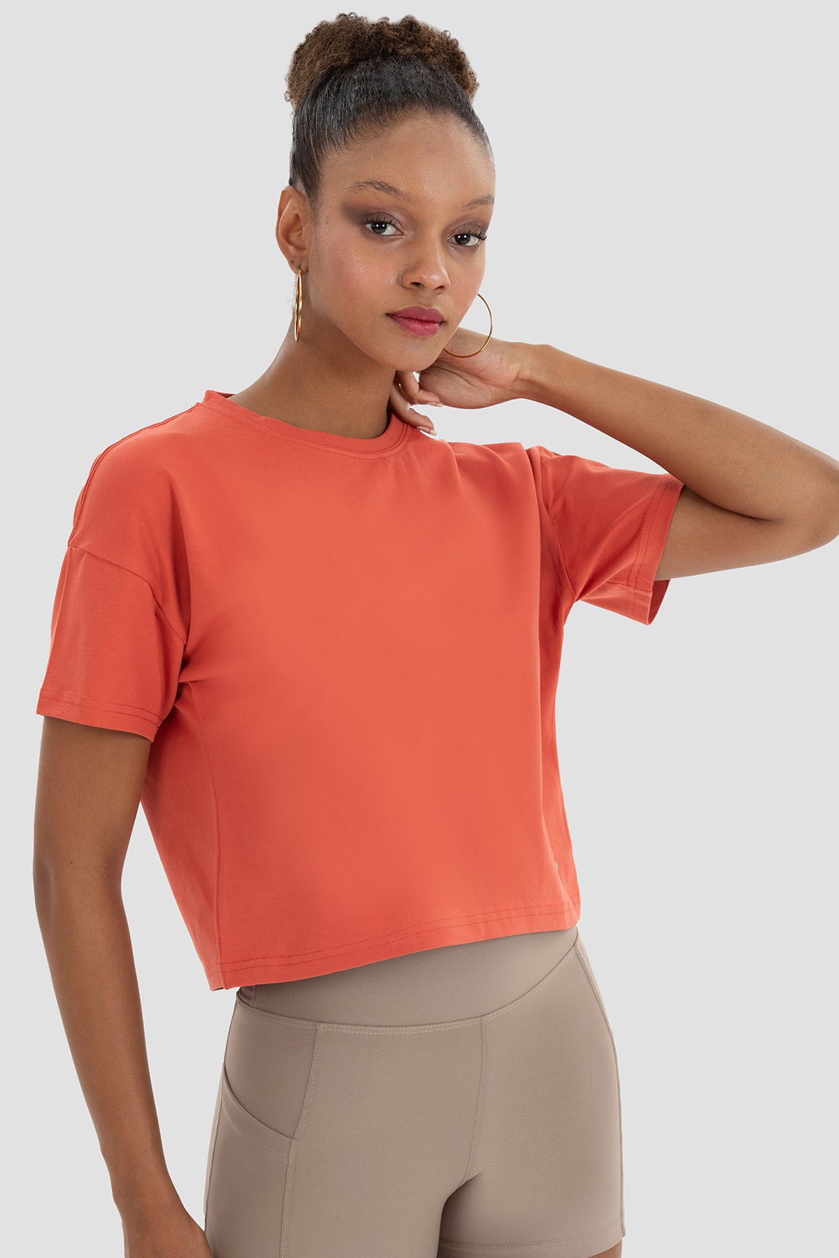 Lily Oversize Kiremit Crop Tişört - 4