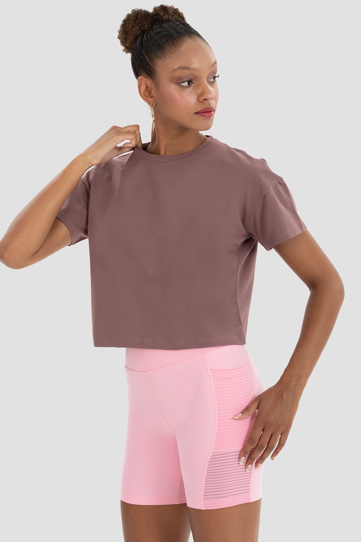 Lily Oversize Koyu Gül Crop Tişört - 3