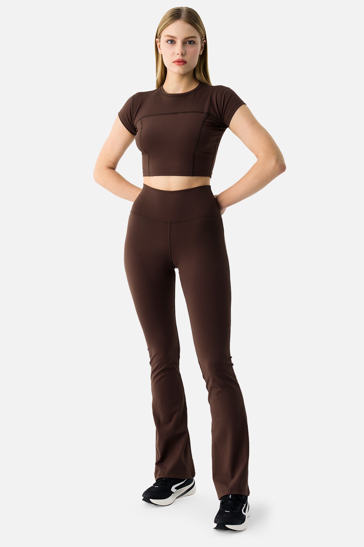 Liora Yumuşak Kumaş Acı Kahve Crop Top - 3