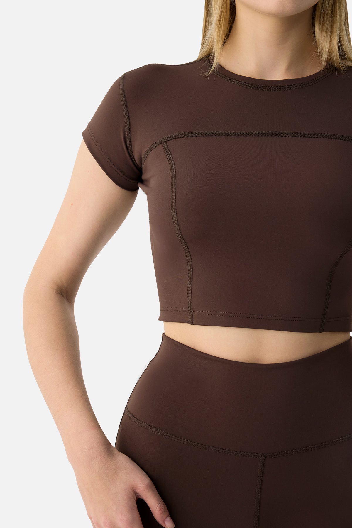 Liora Yumuşak Kumaş Acı Kahve Crop Top - 5