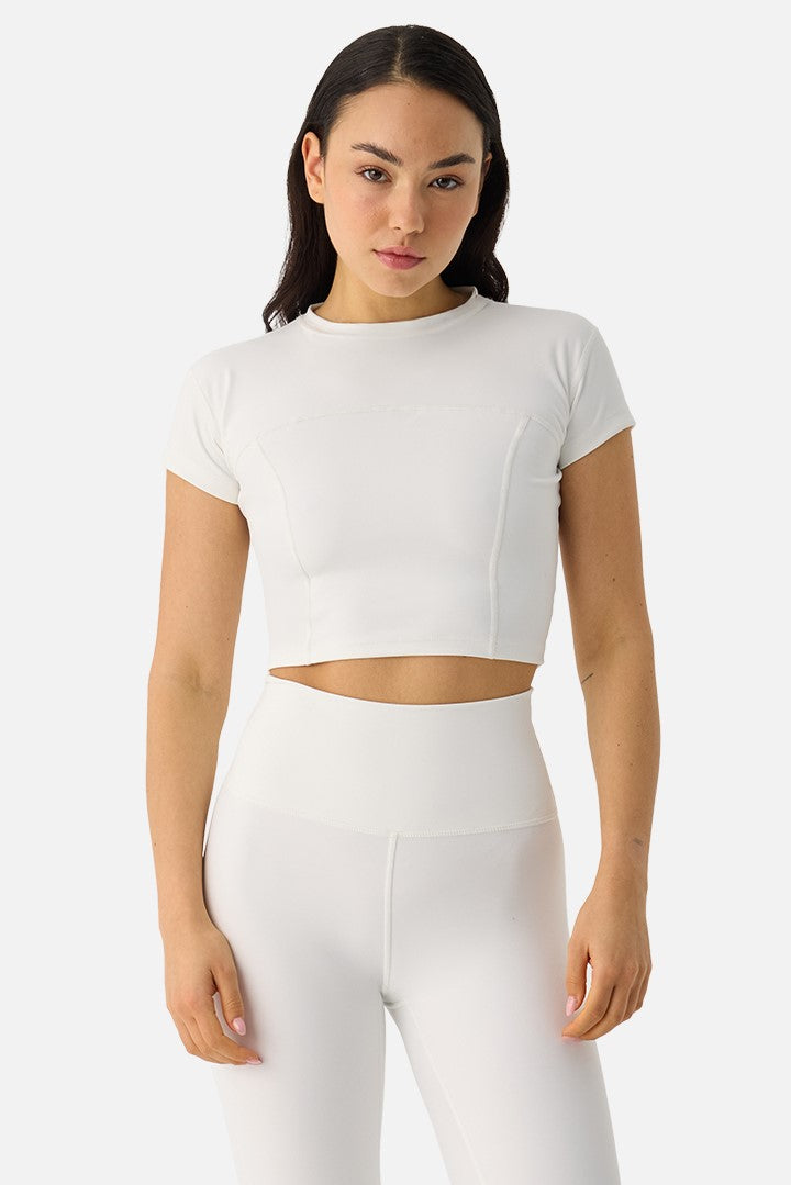 Liora Yumuşak Kumaş Ekru Crop Top - 3