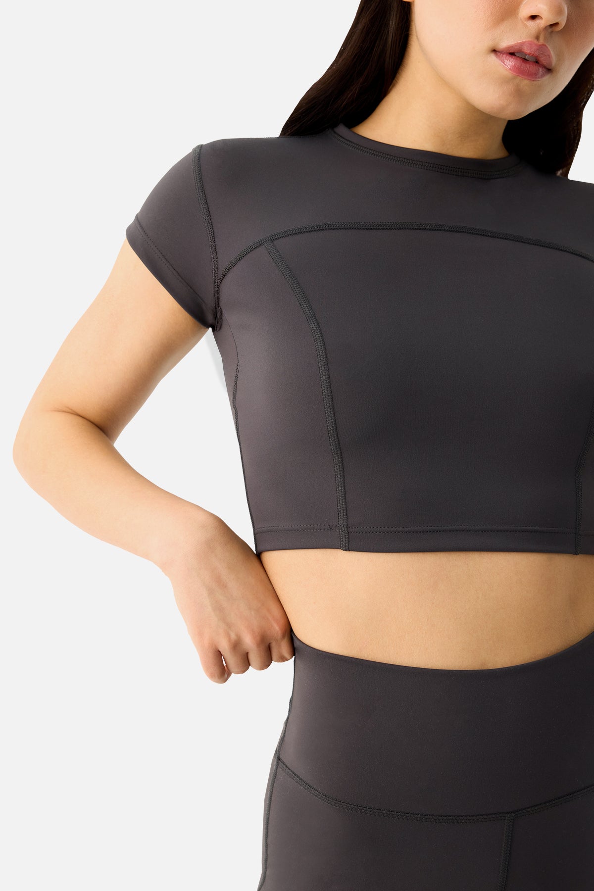 Liora Yumuşak Kumaş Füme Crop Top - 6