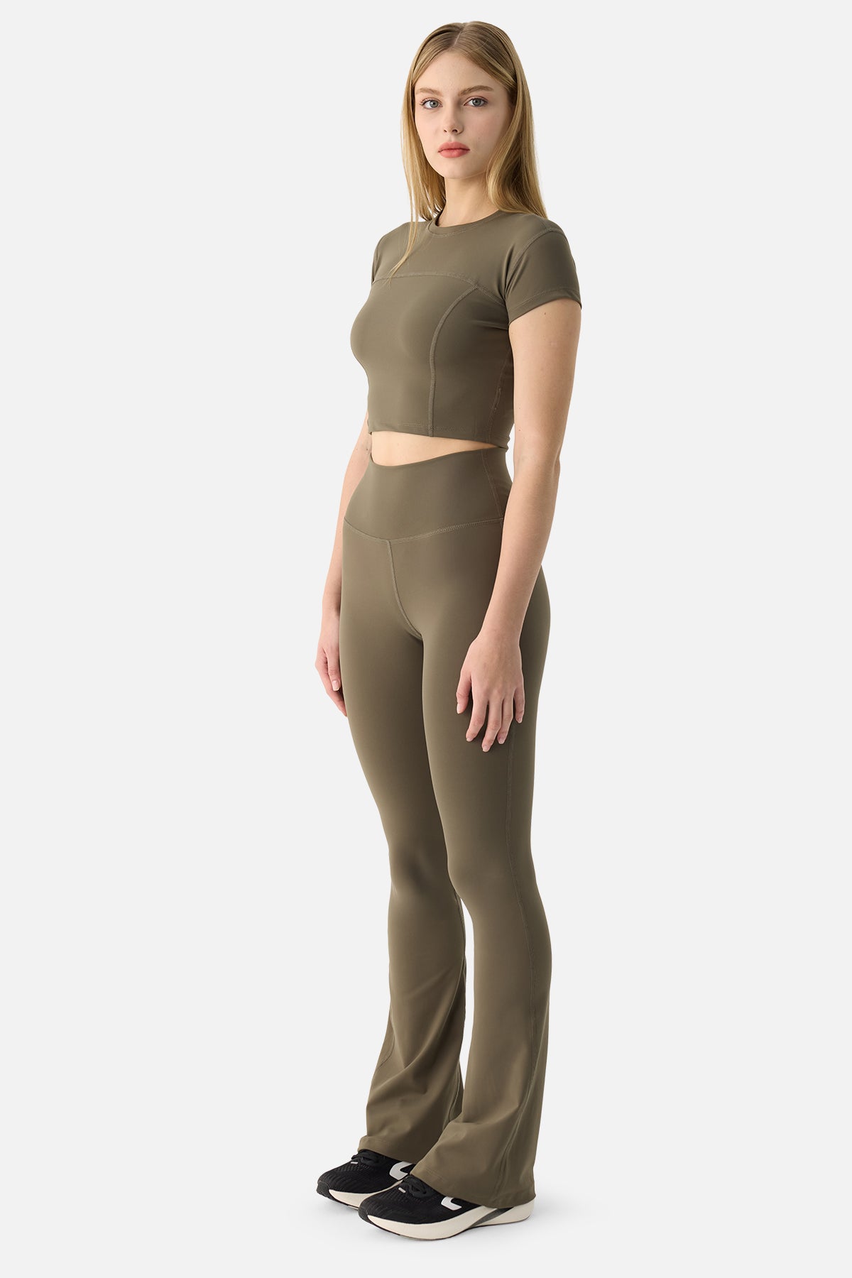 Liora Yumuşak Kumaş Haki Crop Top - 3