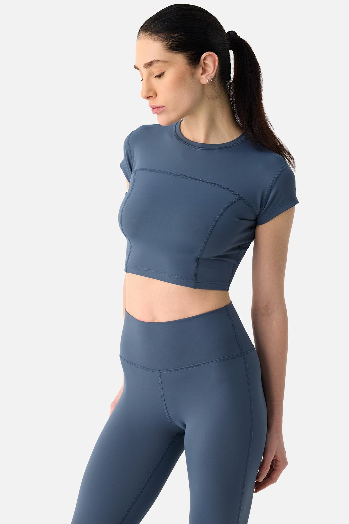 Liora Yumuşak Kumaş İndigo Crop Top - 3