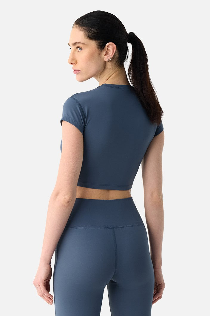 Liora Yumuşak Kumaş İndigo Crop Top - 4