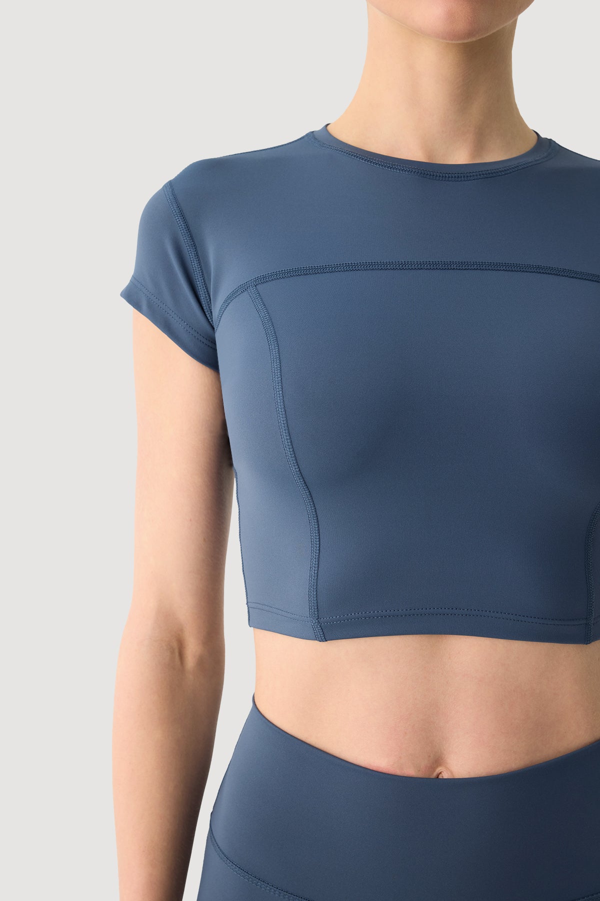 Liora Yumuşak Kumaş İndigo Crop Top - 6