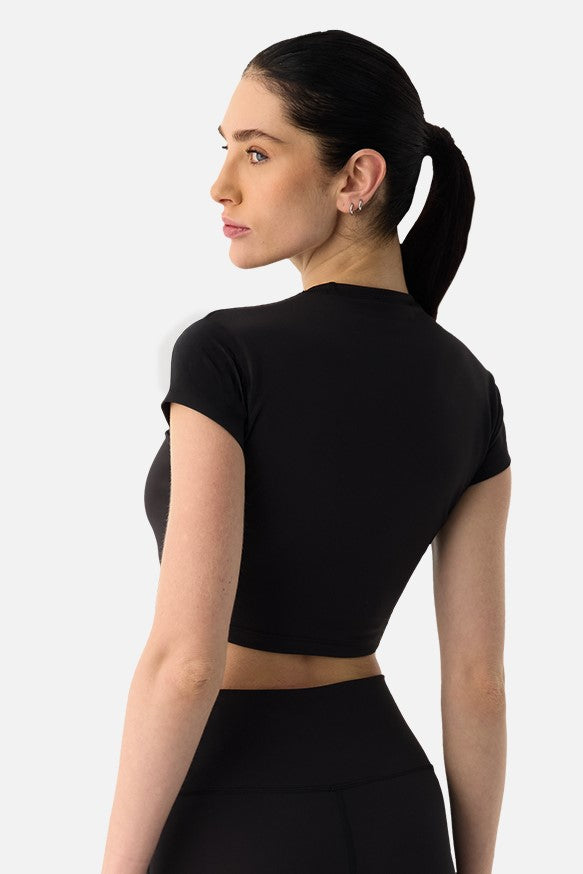 Liora Yumuşak Kumaş Siyah Crop Top - 3