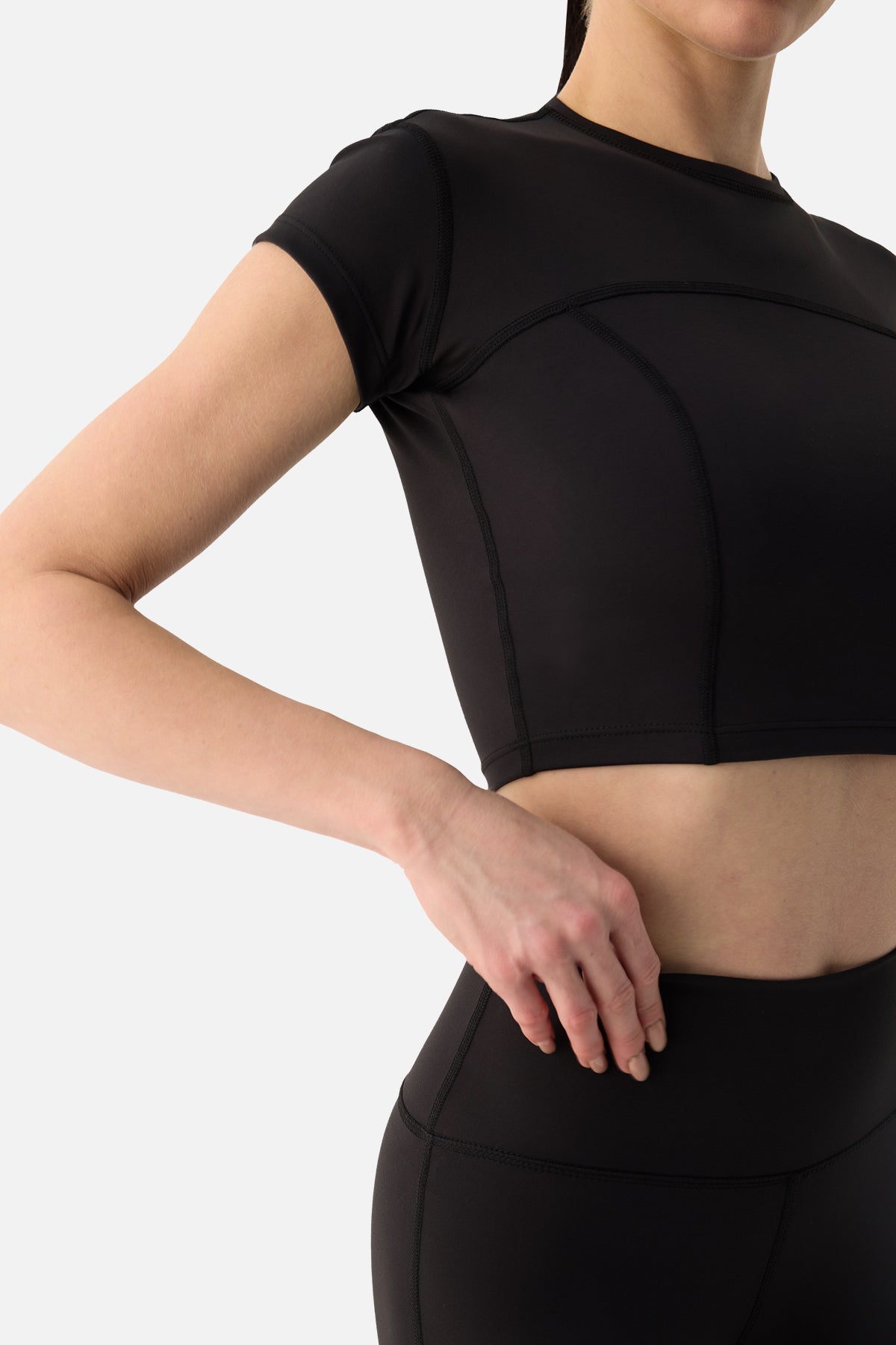 Liora Yumuşak Kumaş Siyah Crop Top - 6