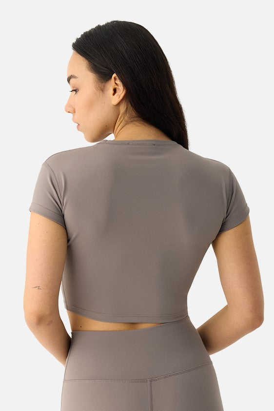 Liora Yumuşak Kumaş Taş Rengi Crop Top - 7