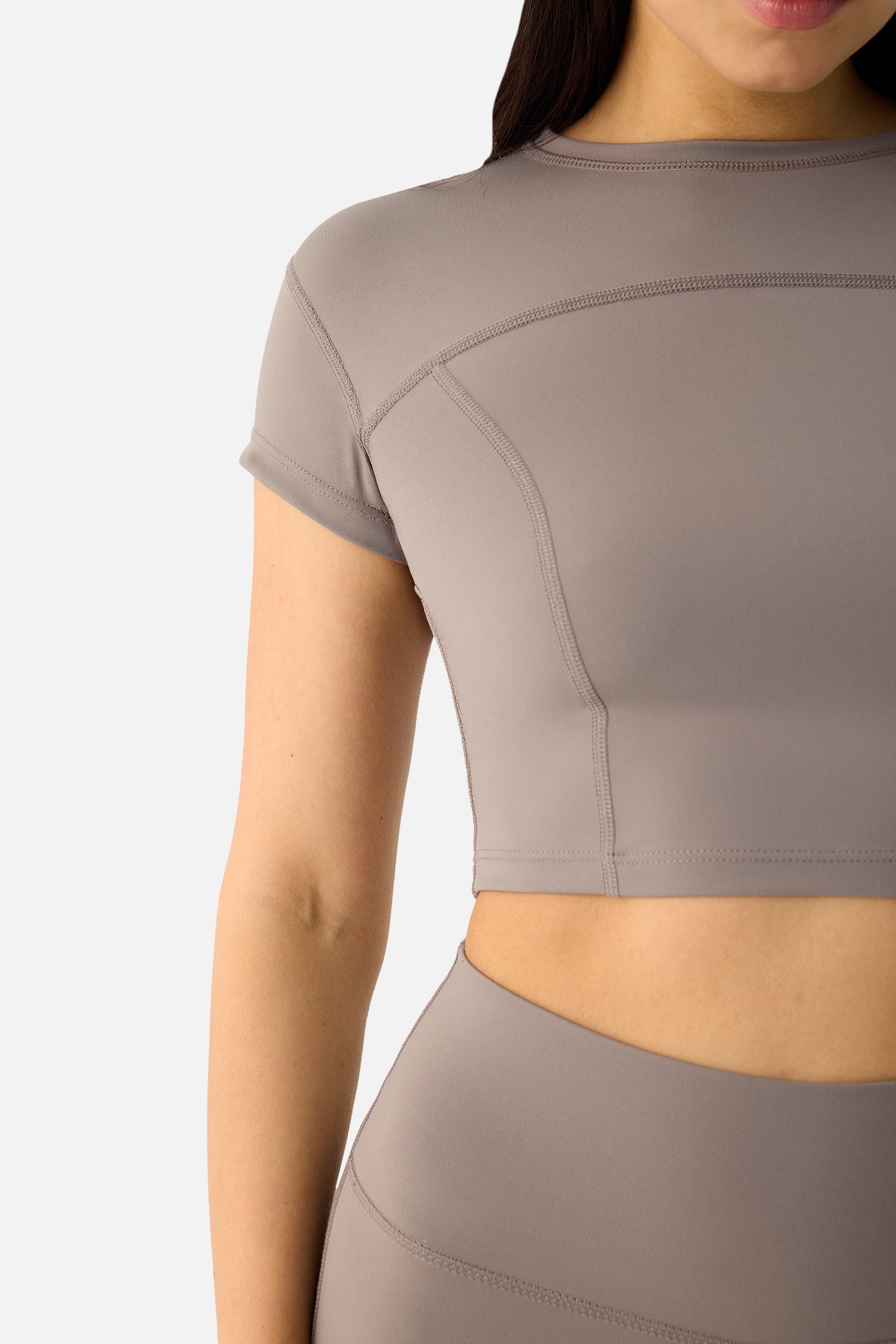 Liora Yumuşak Kumaş Taş Rengi Crop Top - 8