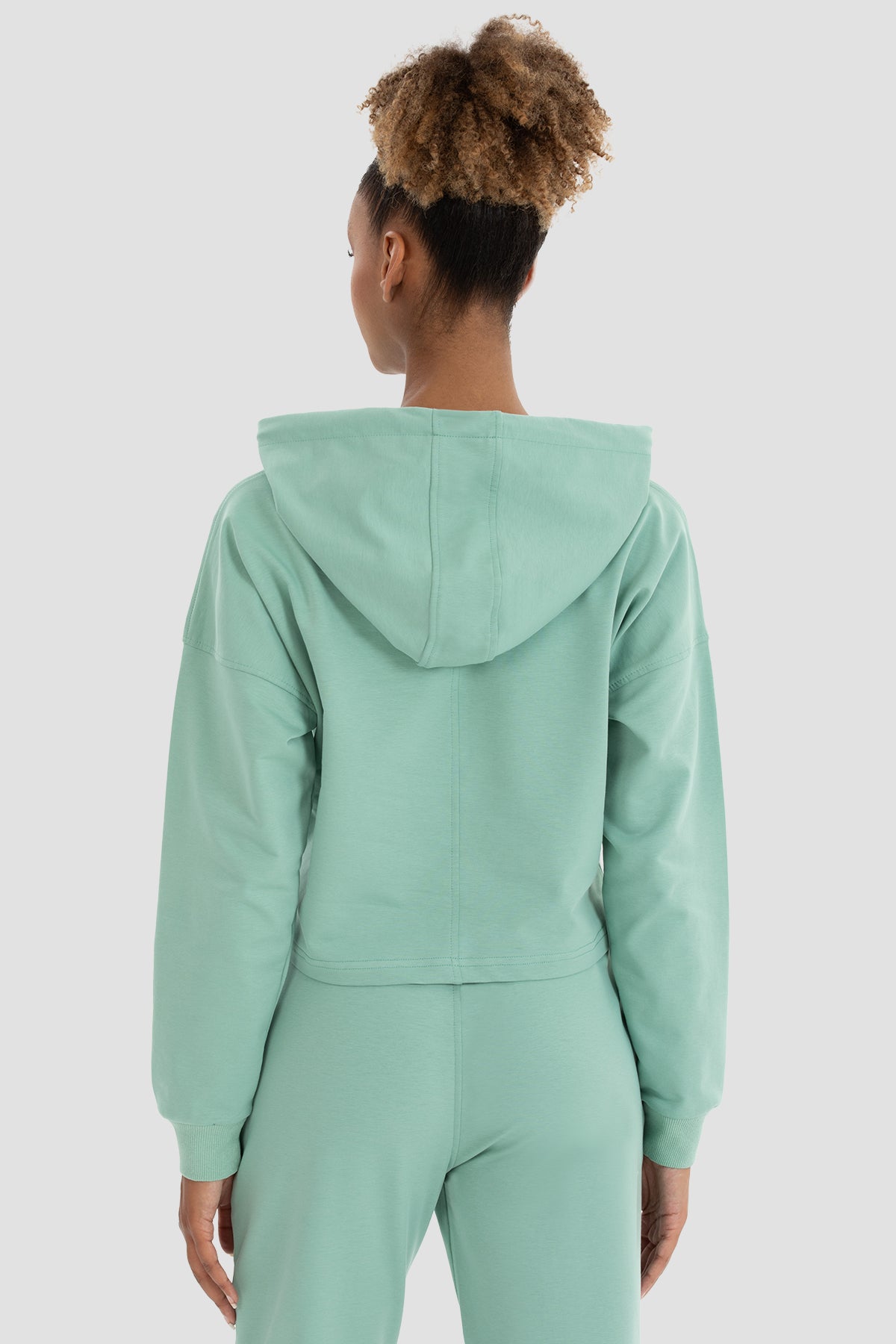 Lisa Oversize Açık Yeşil Crop Hoodie - 4