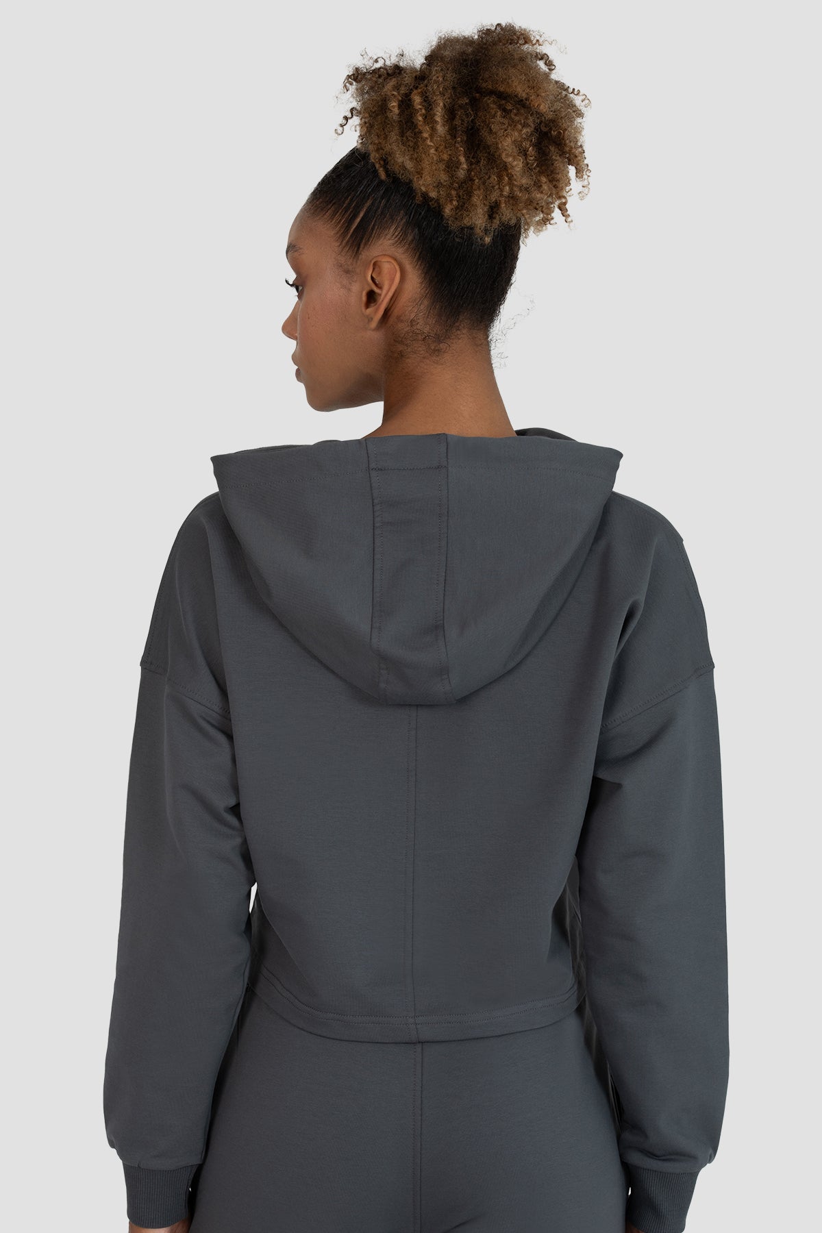 Lisa Oversize Füme Crop Hoodie - 5
