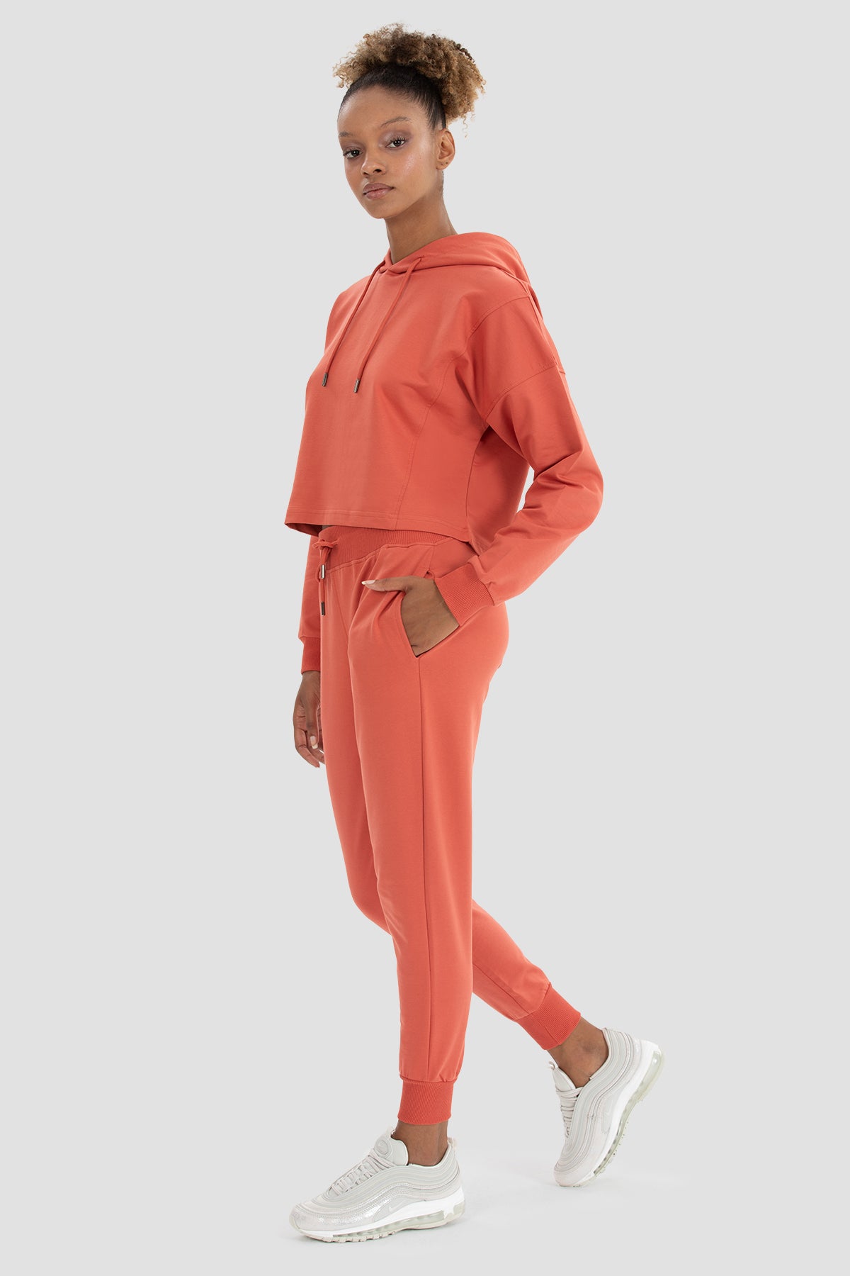 Lisa Oversize Kiremit Crop Hoodie - 5