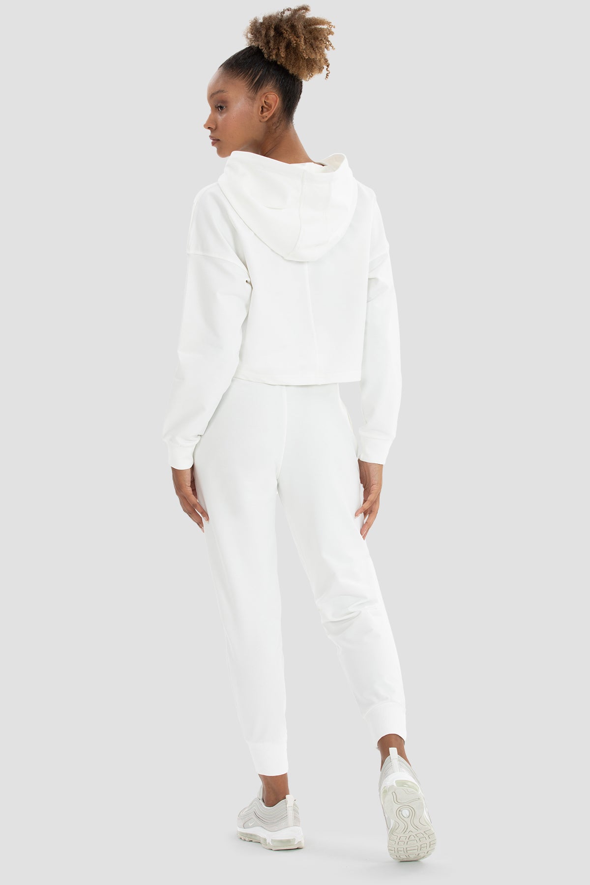 Lisa Oversize Krem Crop Hoodie - 5