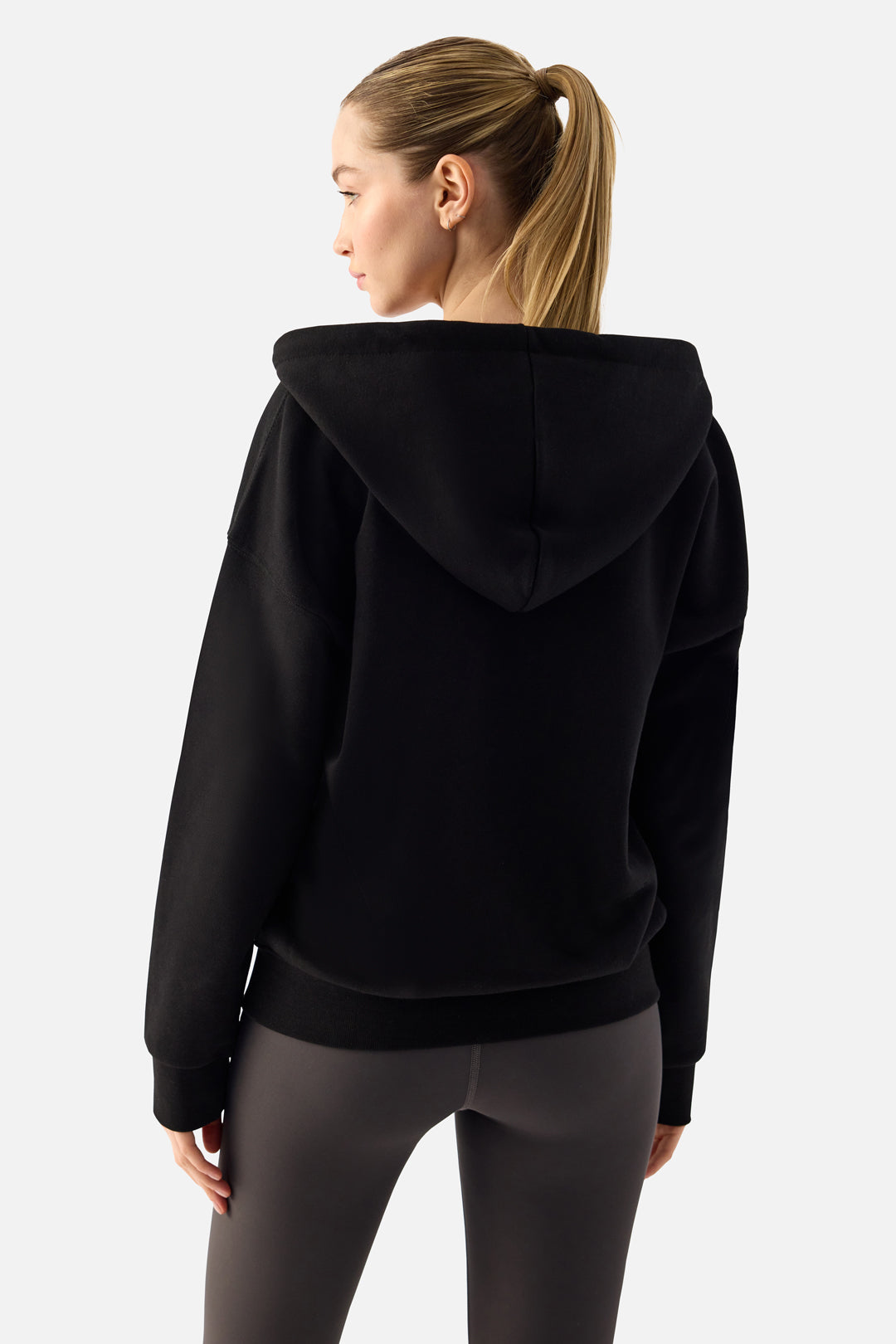 Luna Fermuarlı Kapüşonlu Siyah Sweatshirt - 6