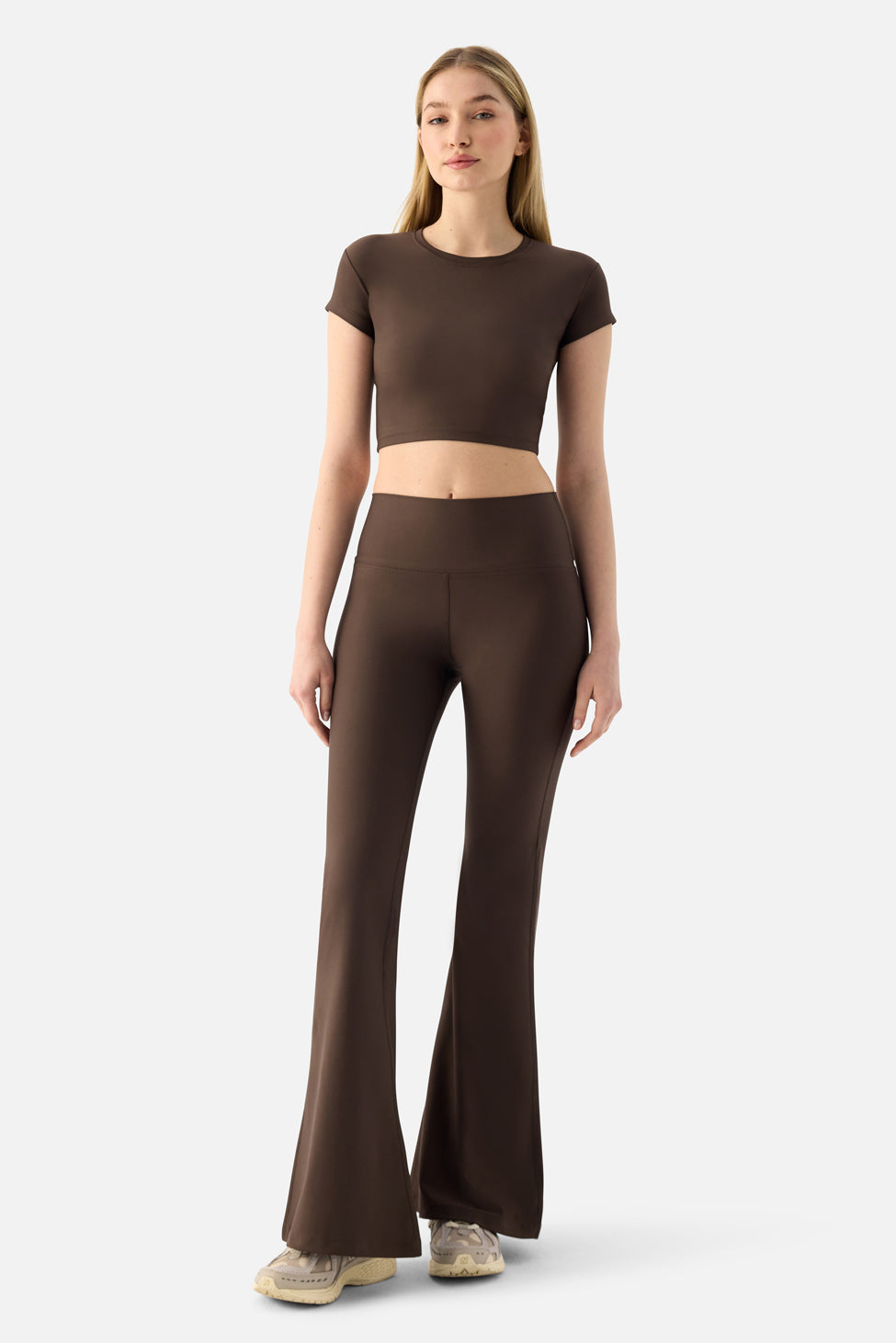 Melina Kısa Kol Acı Kahve Crop Top - 4