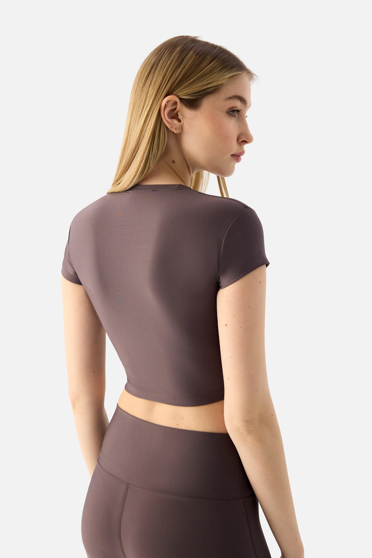 Melina Kısa Kol Açık Mor Crop Top - 5