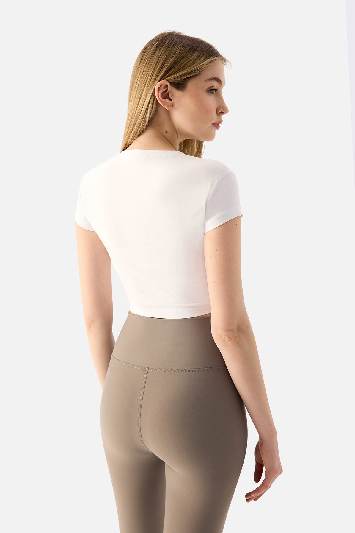 Melina Kısa Kol Beyaz Crop Top - 4