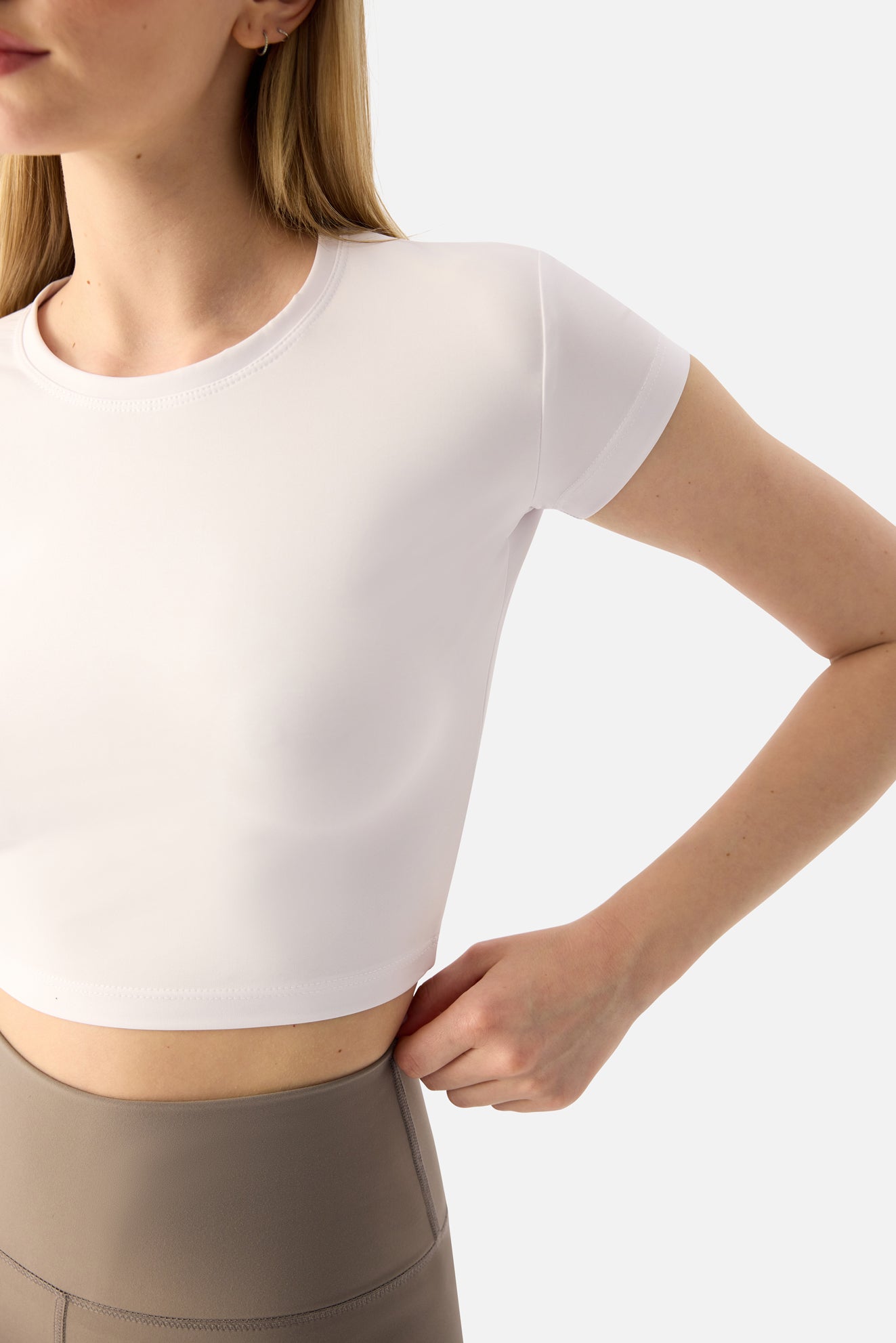 Melina Kısa Kol Beyaz Crop Top - 5