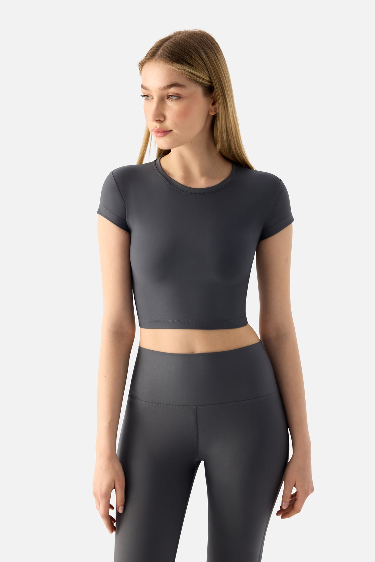 Melina Kısa Kol Füme Crop Top - 3