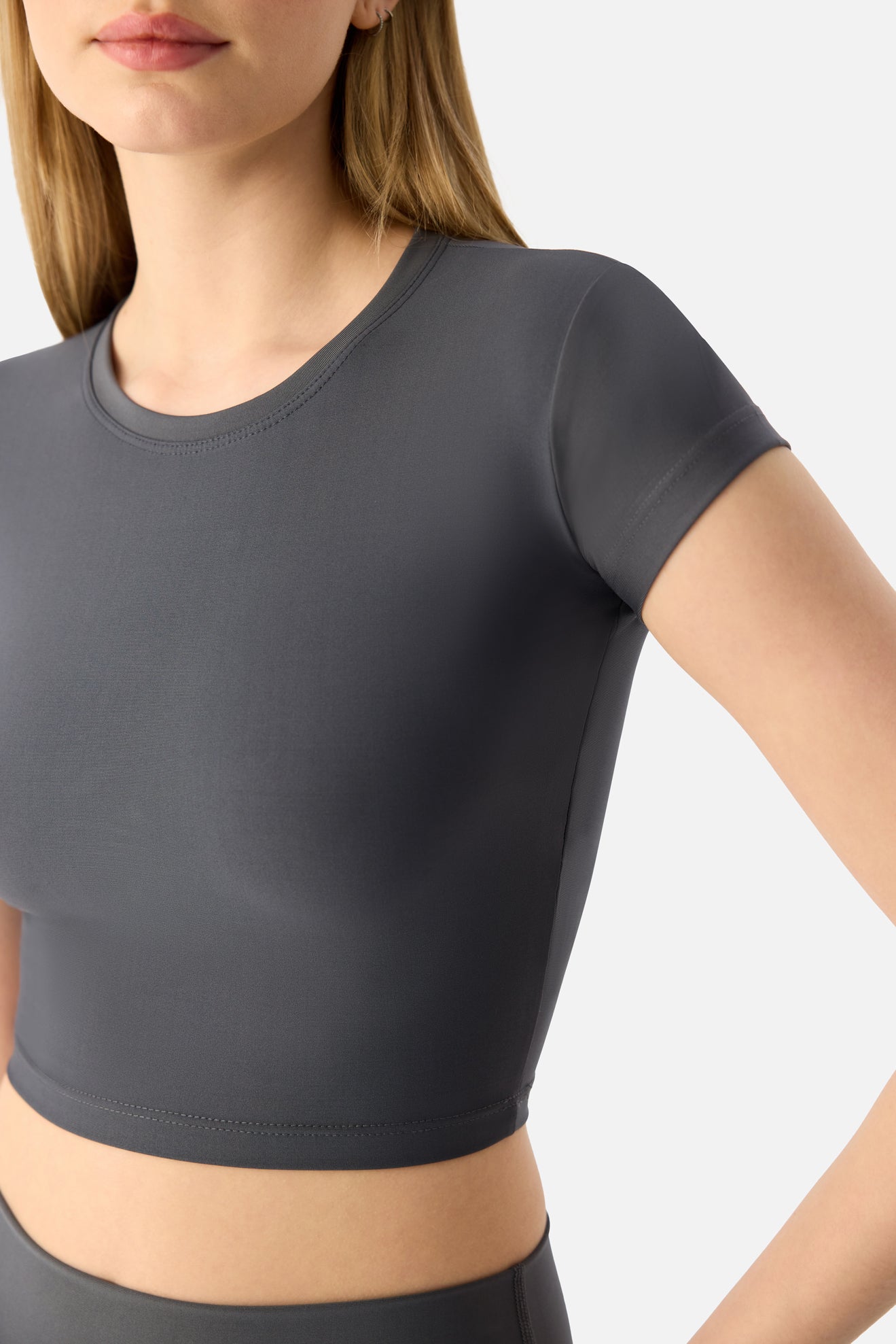 Melina Kısa Kol Füme Crop Top - 5