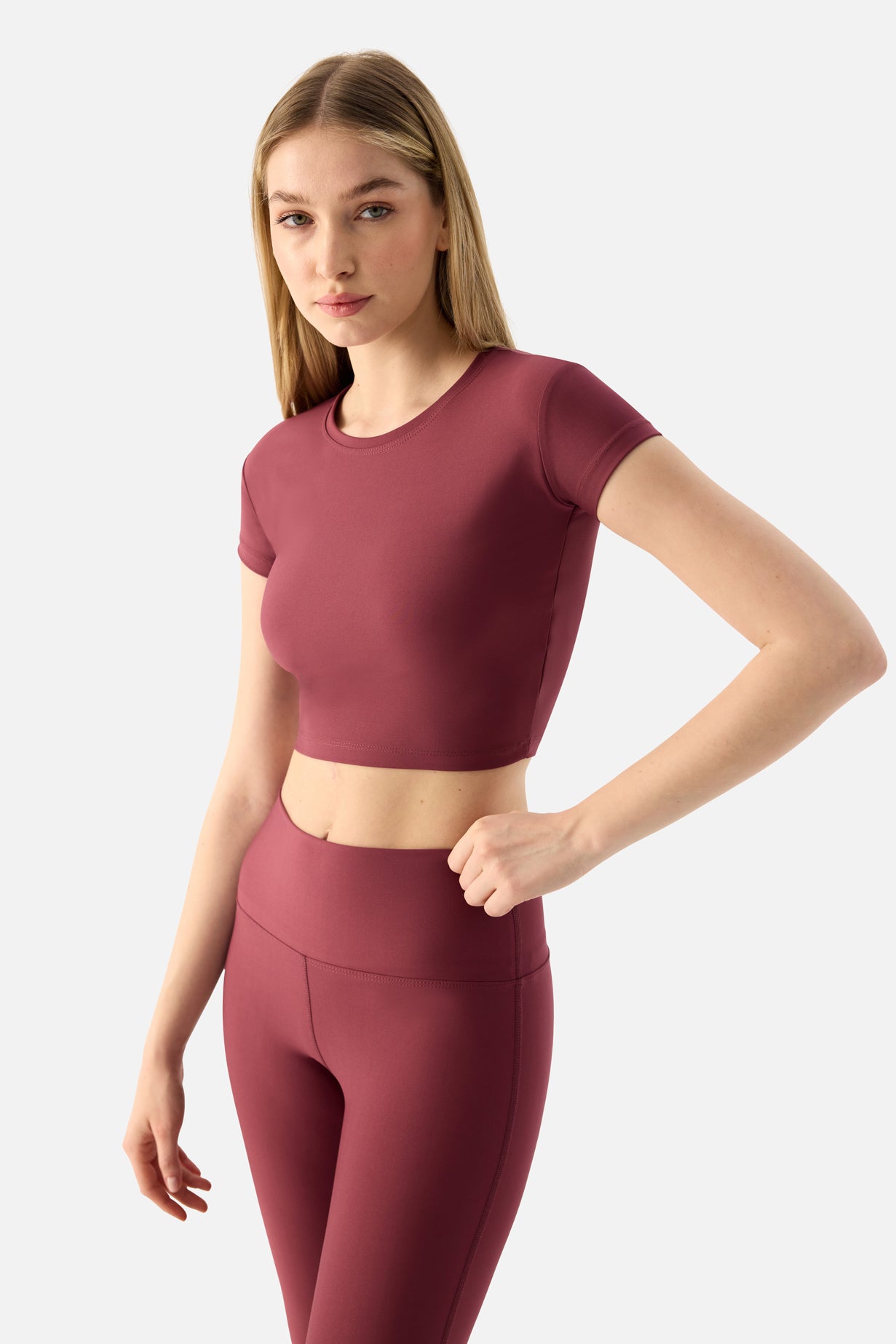 Melina Kısa Kol Gül Kurusu Crop Top - 3
