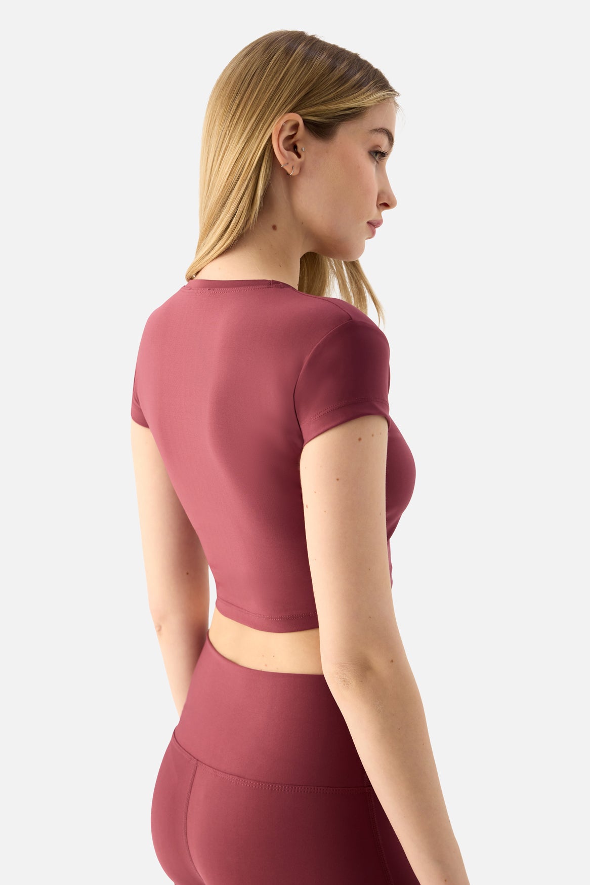 Melina Kısa Kol Gül Kurusu Crop Top - 4