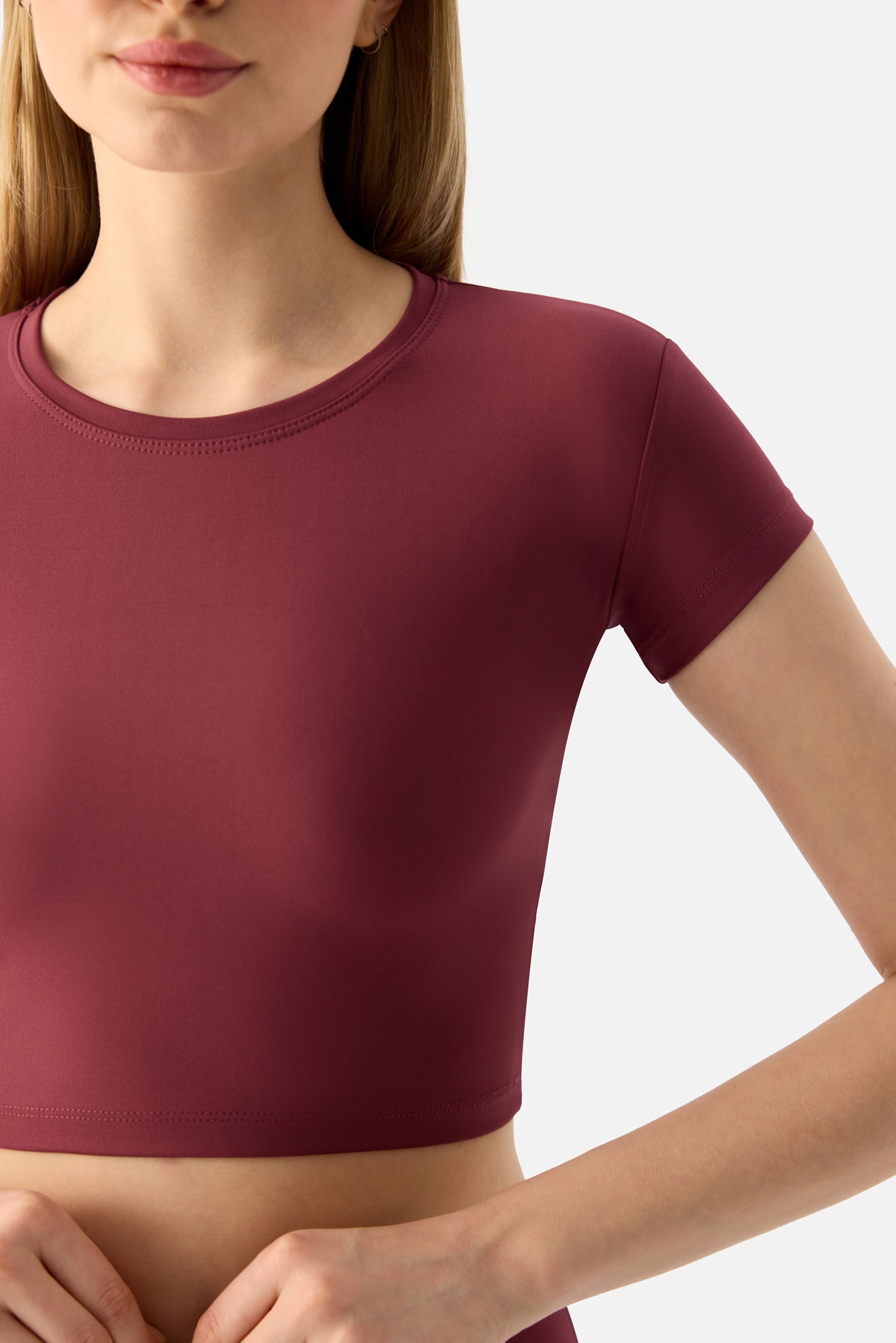 Melina Kısa Kol Gül Kurusu Crop Top - 5