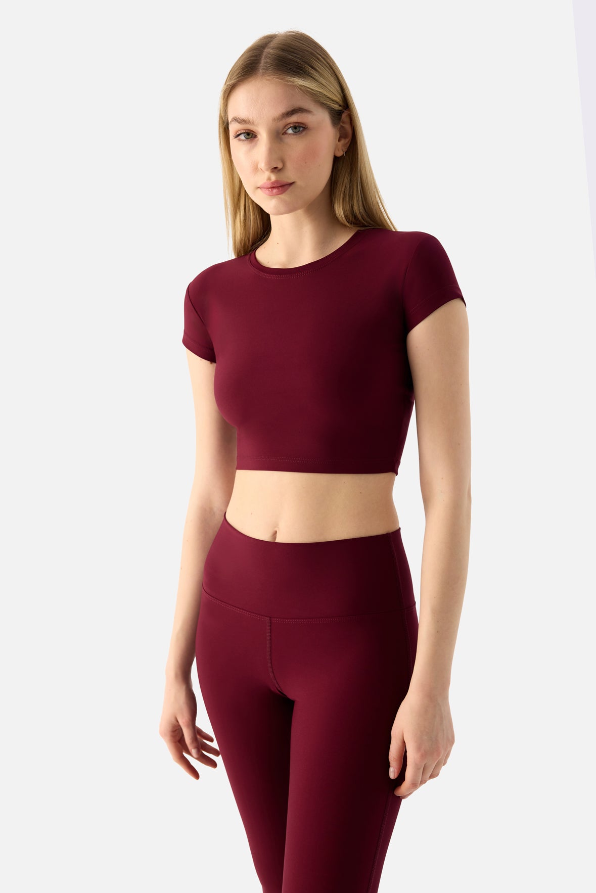 Melina Kısa Kol Vişne Crop Top - 3