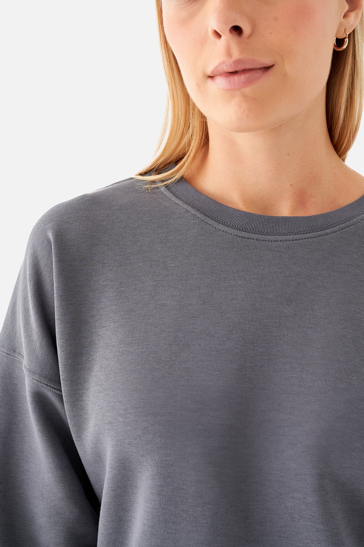 Nina Pamuklu Basic Füme Sweatshirt - 4