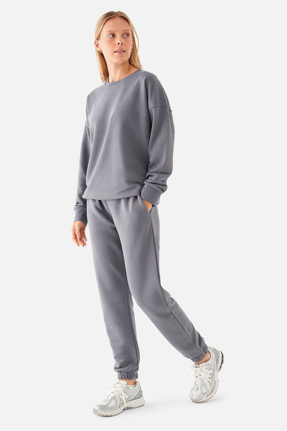 Nina Pamuklu Basic Füme Sweatshirt - 5