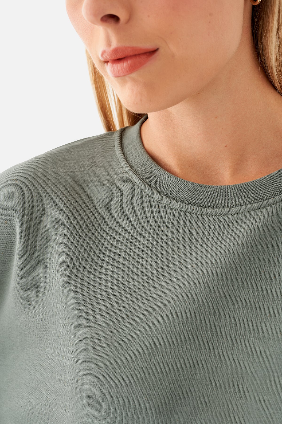 Nina Pamuklu Basic Haki Sweatshirt - 4
