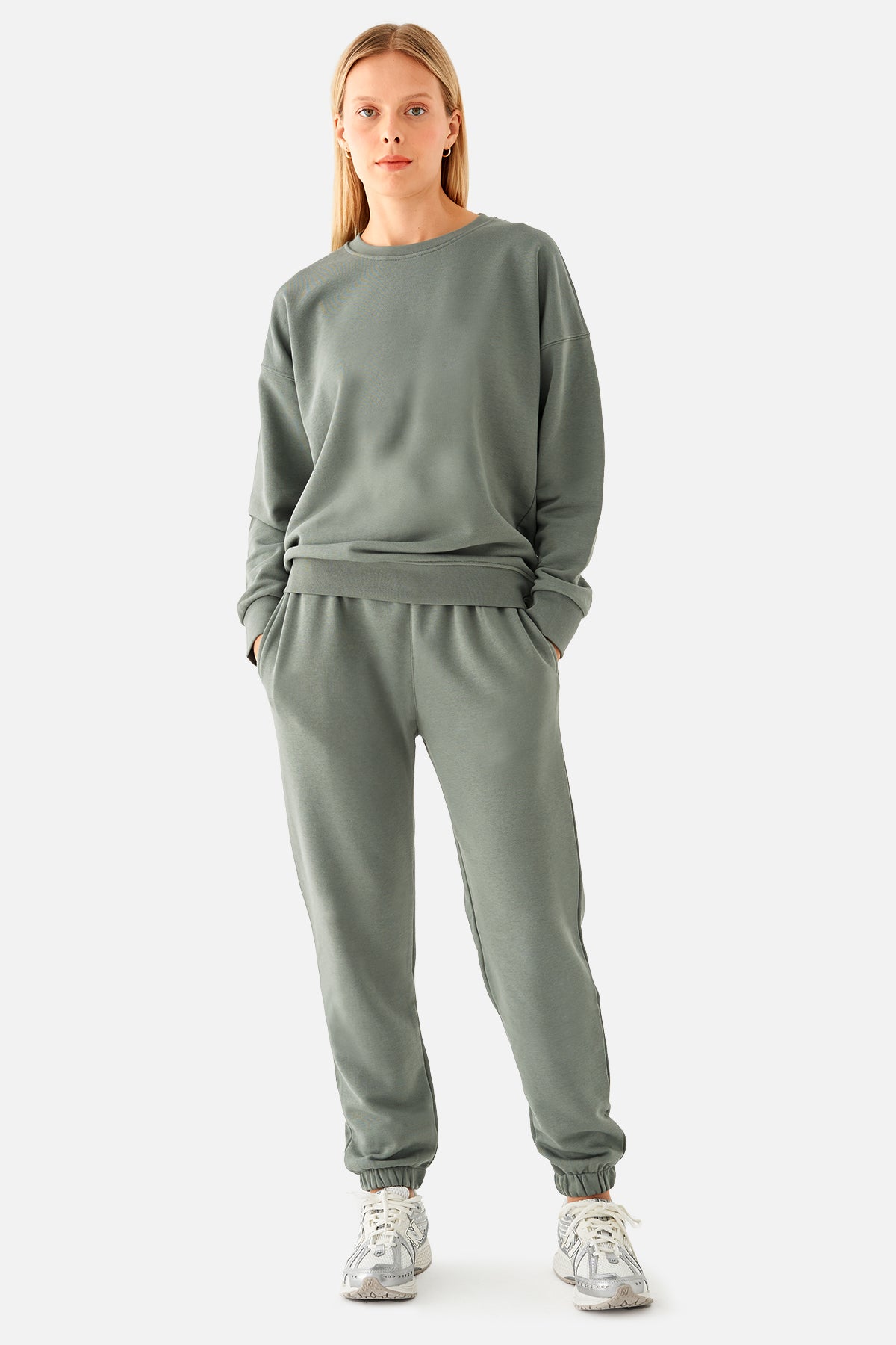 Nina Pamuklu Basic Haki Sweatshirt - 5