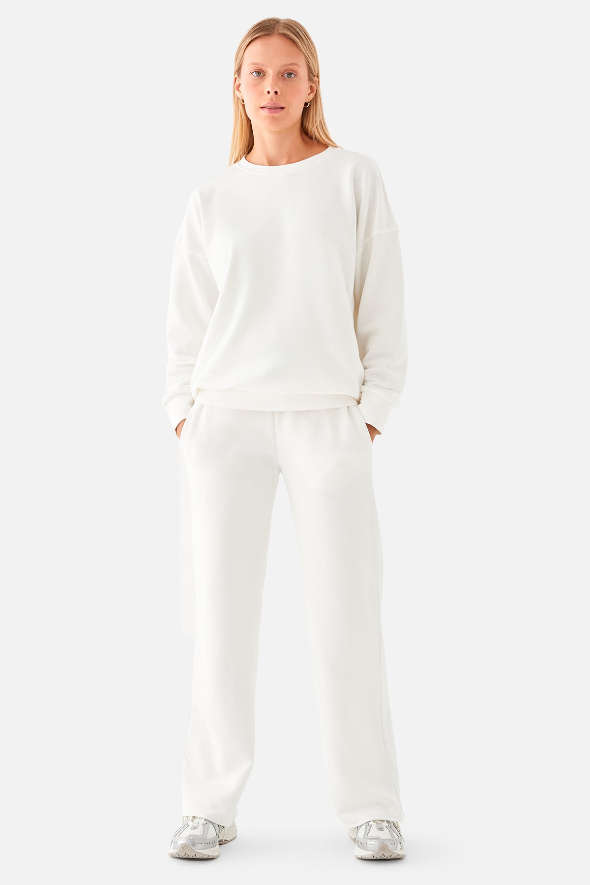 Nina Pamuklu Basic Krem Sweatshirt - 4
