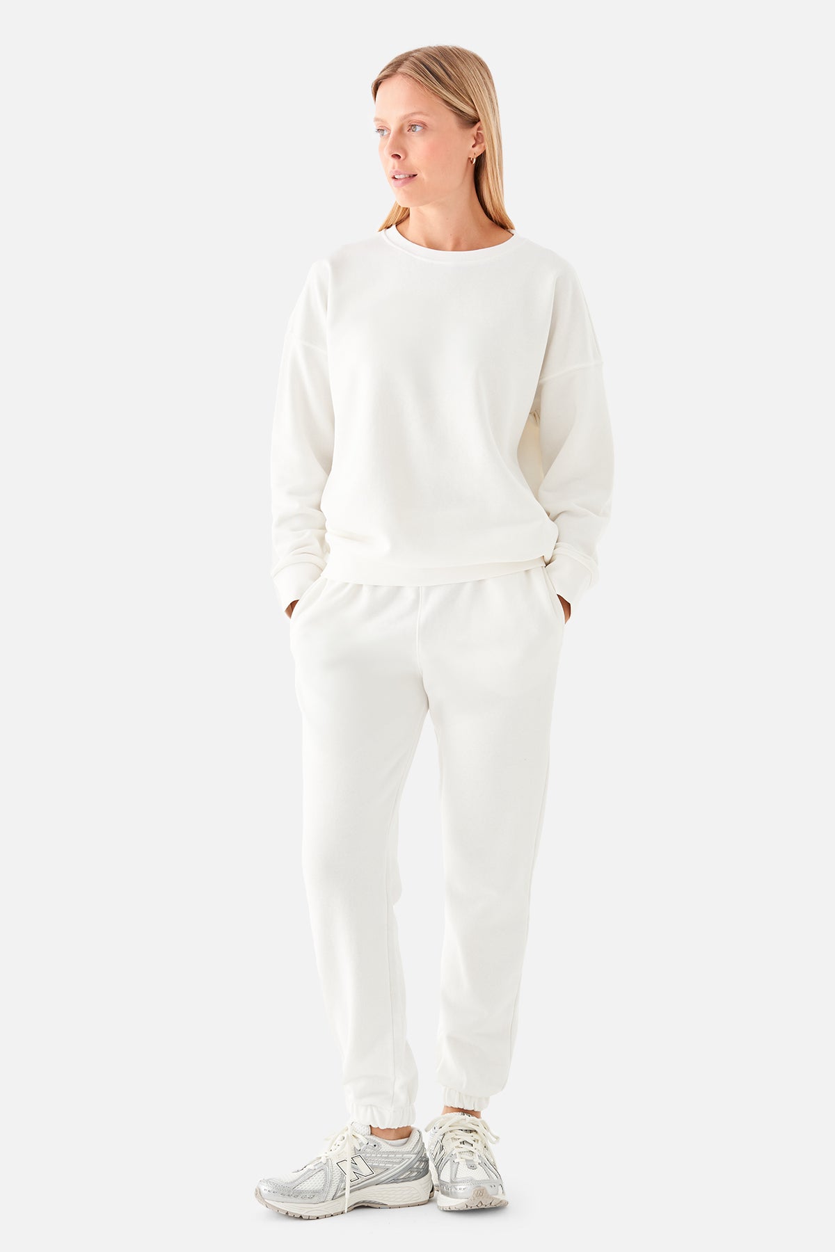 Nina Pamuklu Basic Krem Sweatshirt - 5