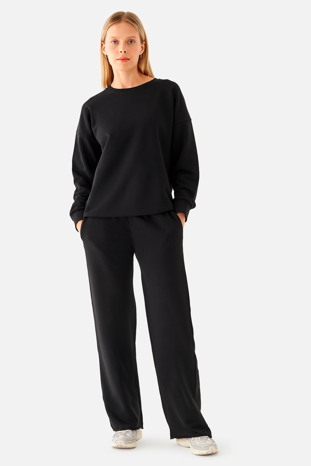 Nina Pamuklu Basic Siyah Sweatshirt - 5