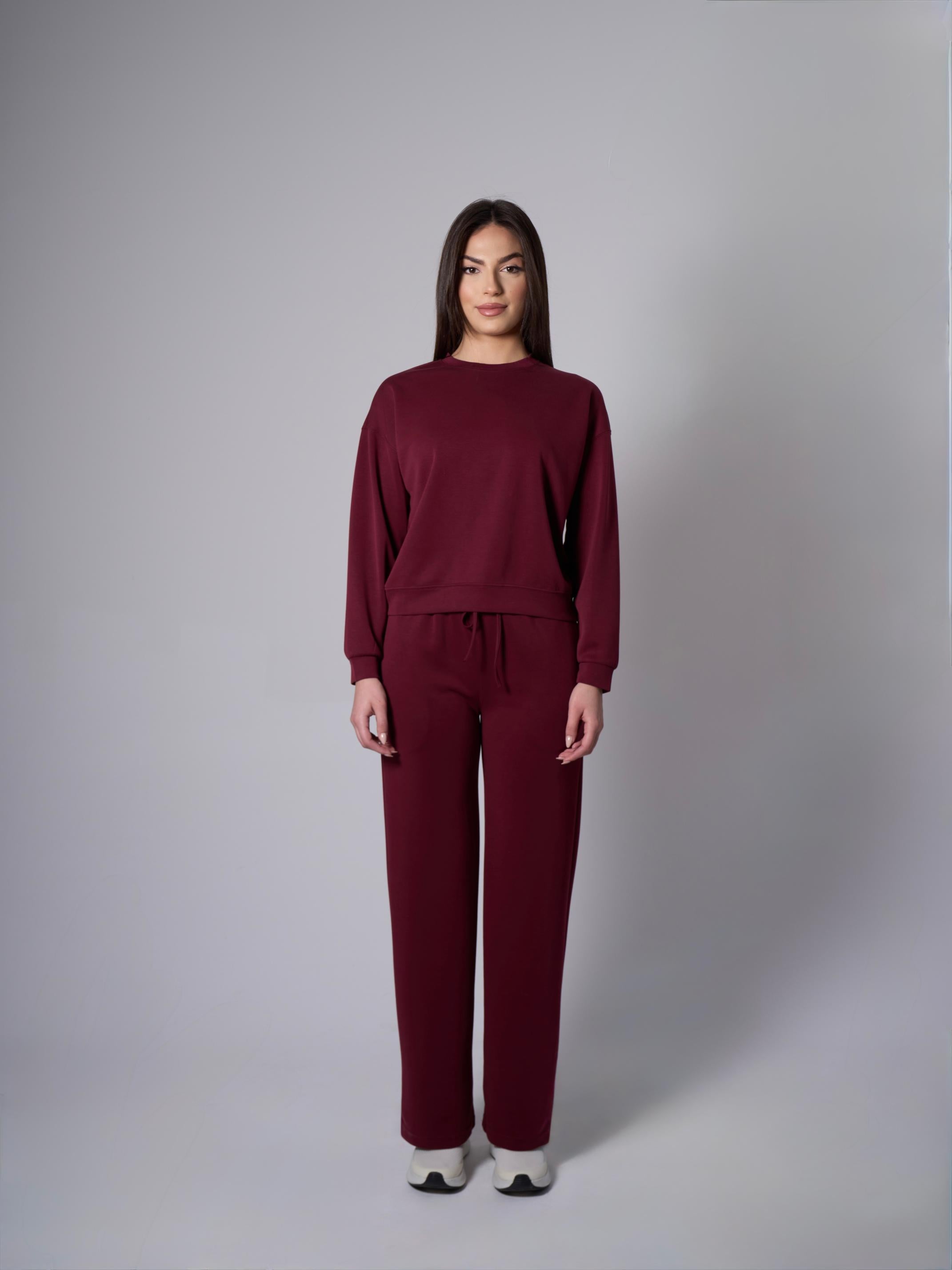 Nora Yüksek Bel Modal Bordo Pantolon