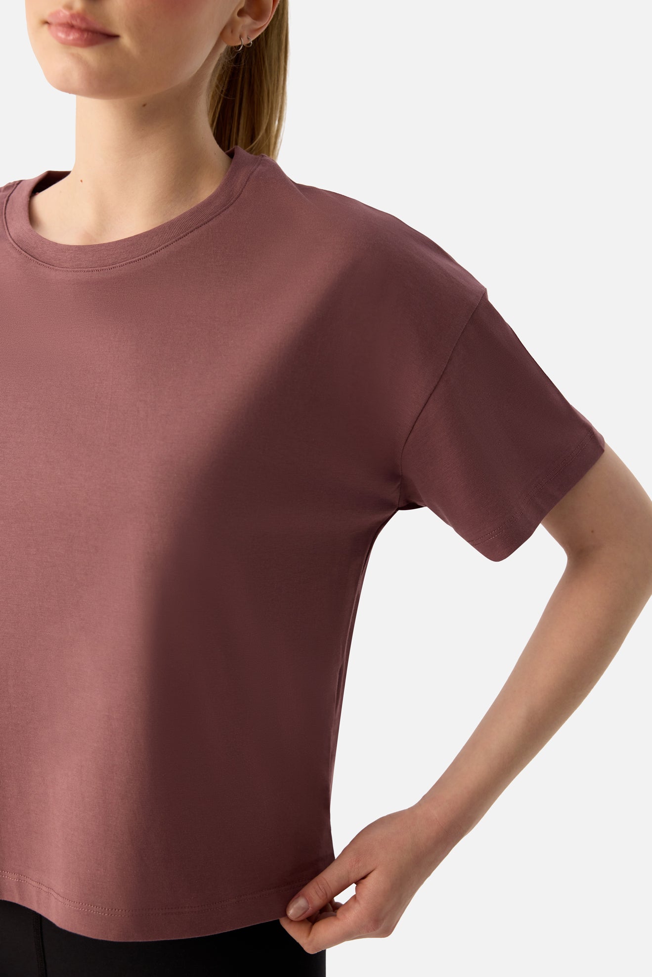 Noya Kısa Oversize Koyu Gül Tişört - 6