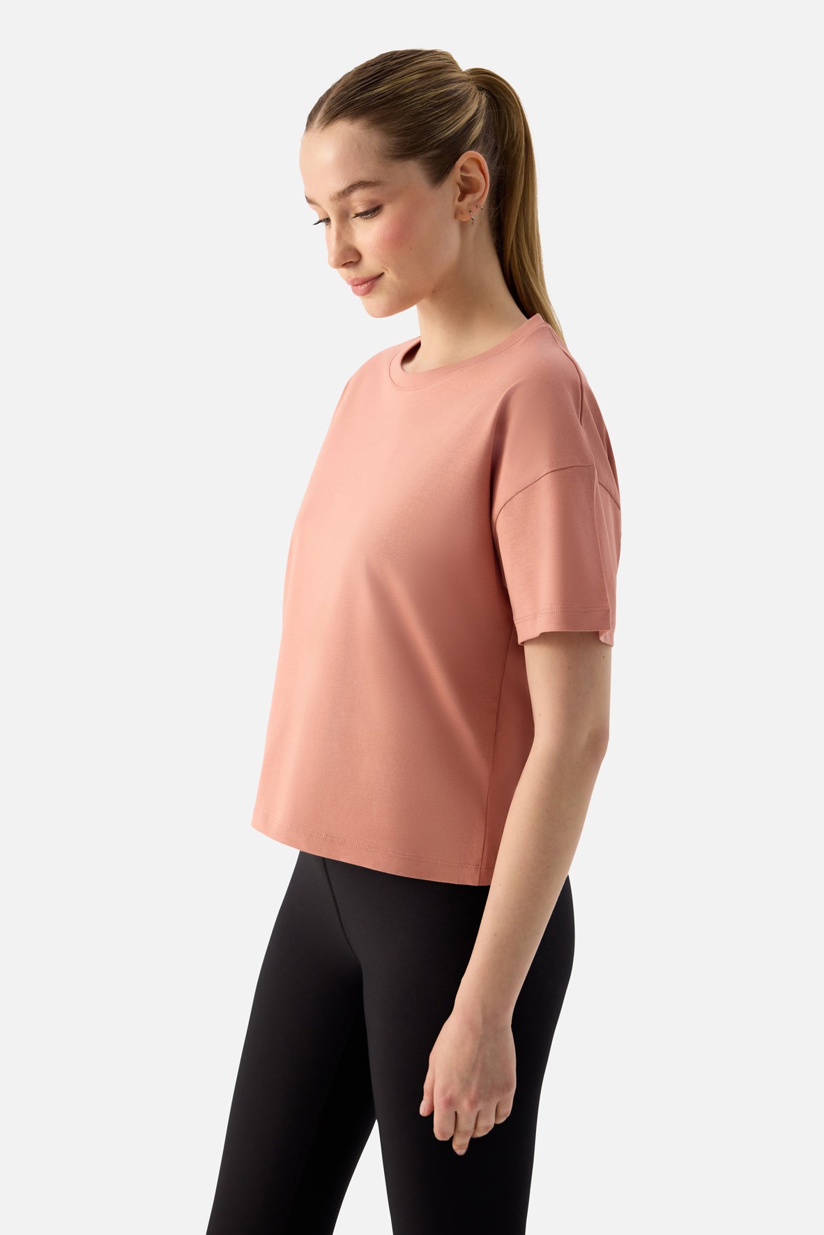 Noya Kısa Oversize Pudra Tişört - 5
