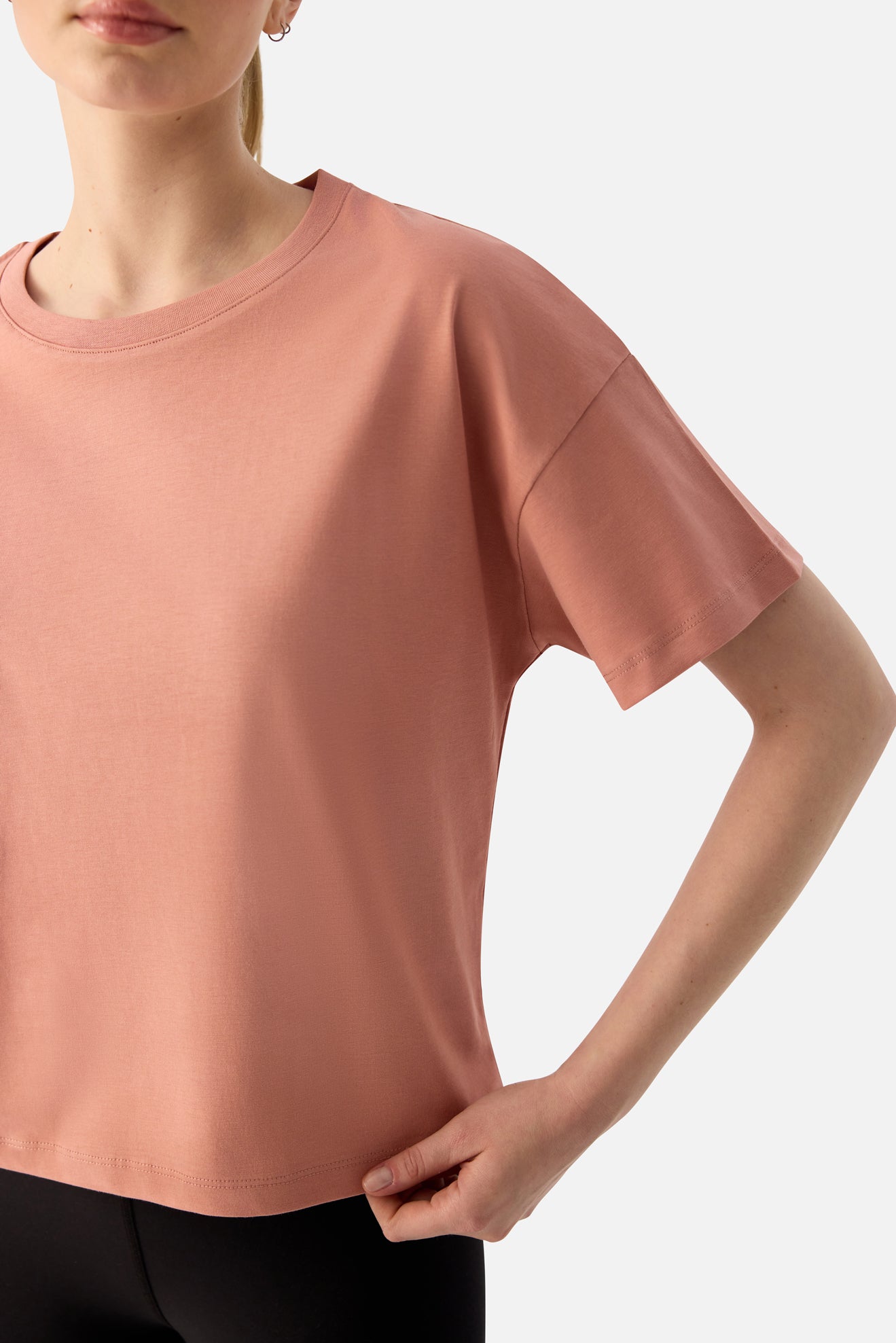 Noya Kısa Oversize Pudra Tişört - 6
