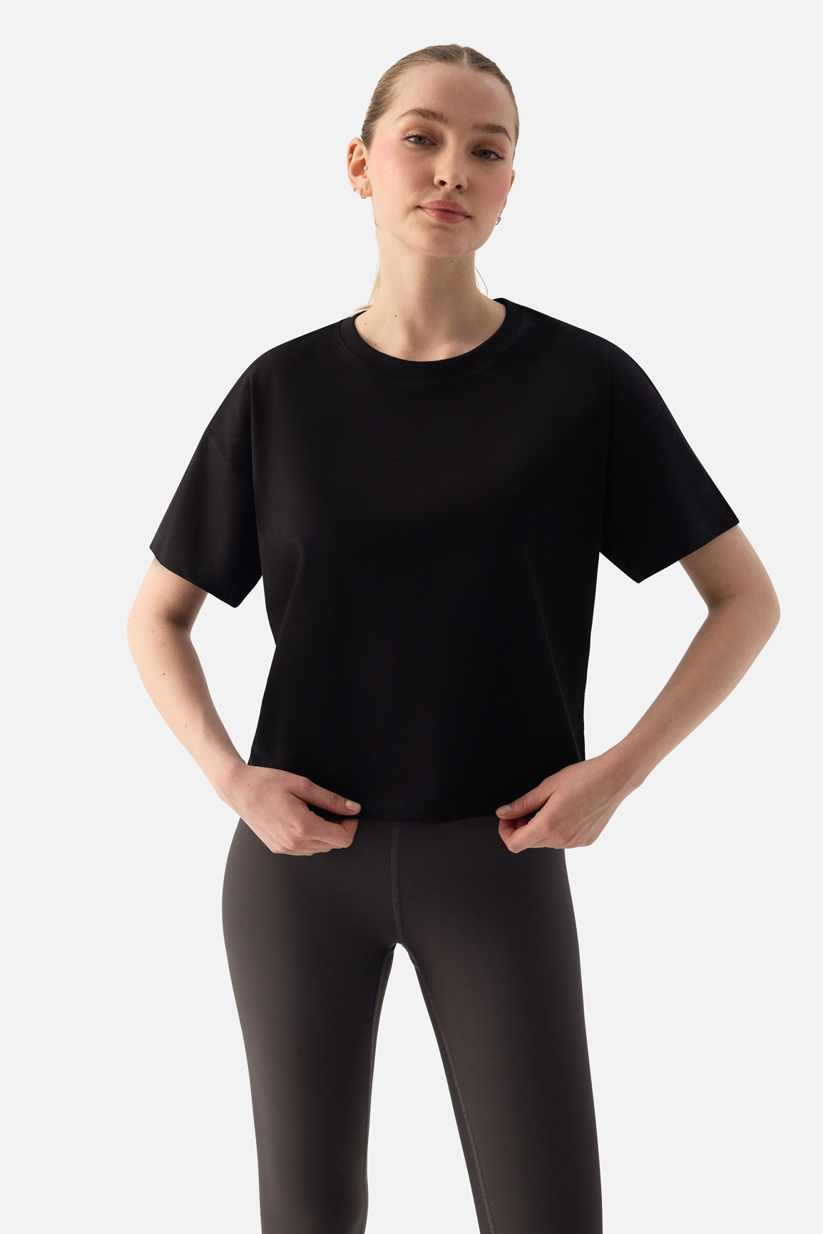 Noya Kısa Oversize Siyah Tişört - 5