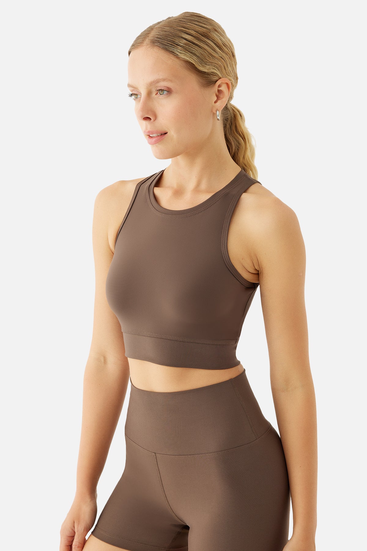 Olivia Acı Kahve Spor Crop - 3