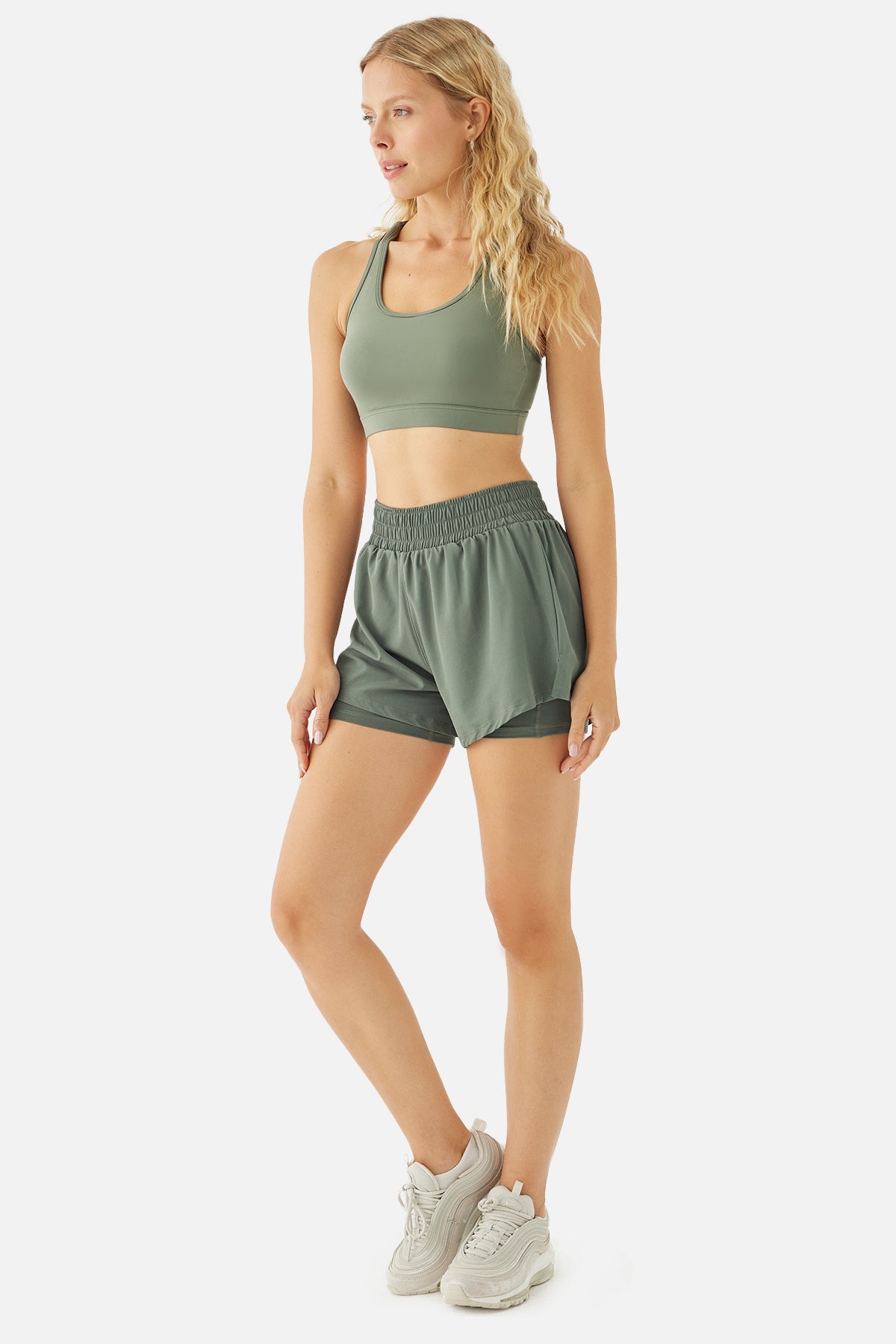 Rose Taytlı Haki Spor Şort - 3