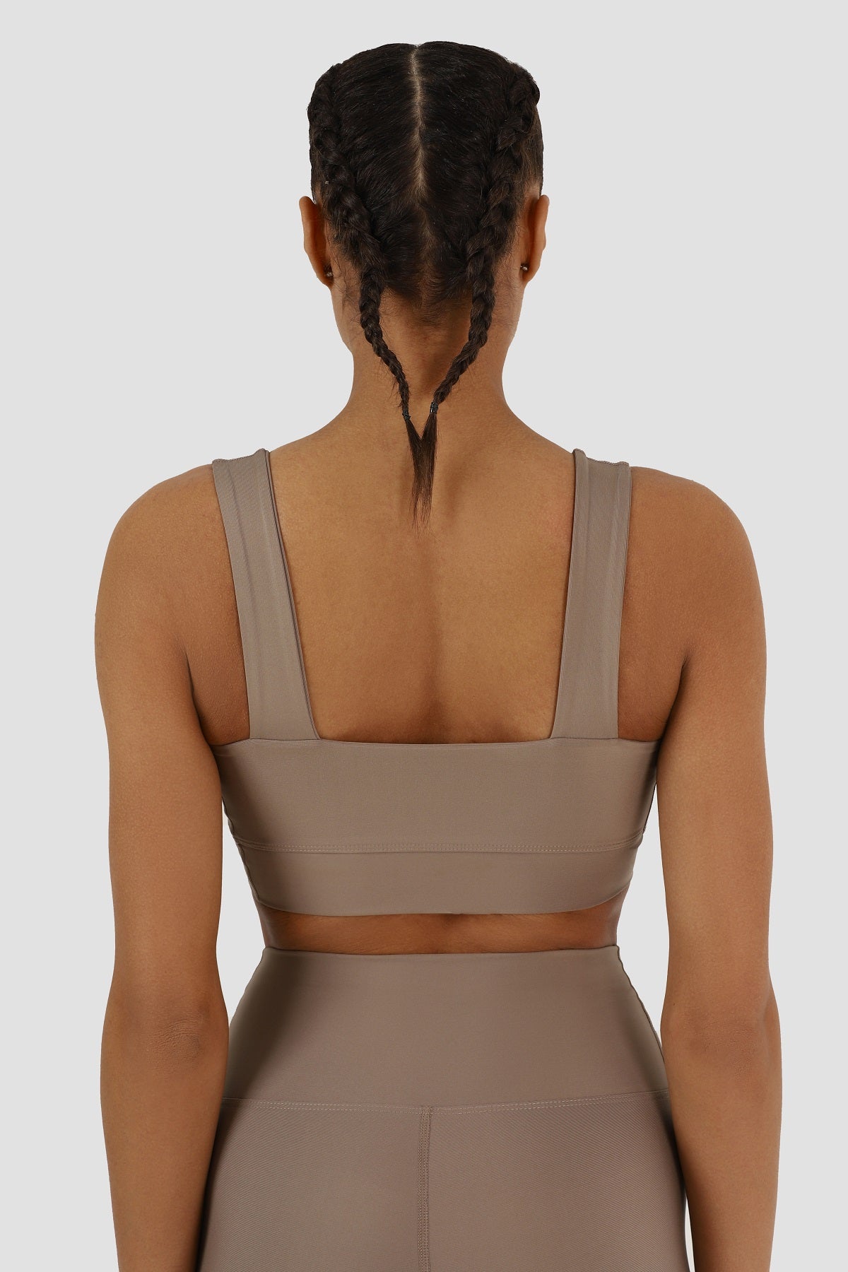 Square Neck Taş Rengi Spor Büstiyer - 3