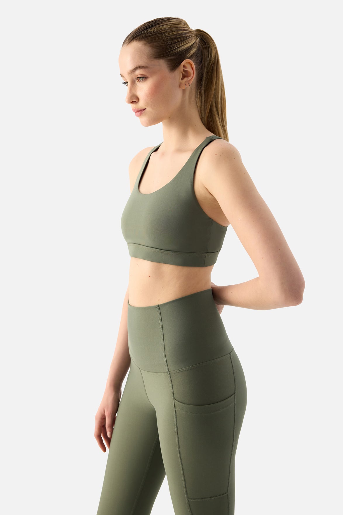 Stella Orta Destekli Yosun Yeşili Spor Bra - 4