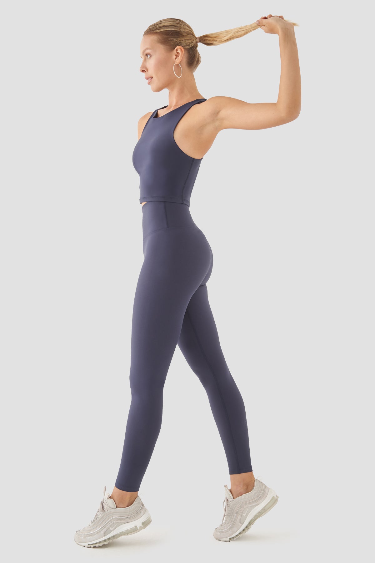 Popi Yüksek Bel Lacivert Spor Tayt - 5