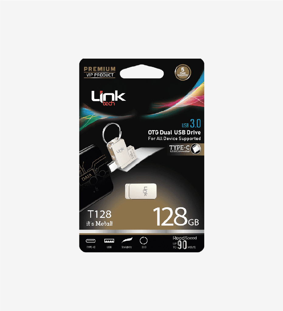 T128 Premium Dual 90MB/s 128GB Type-C OTG Flash