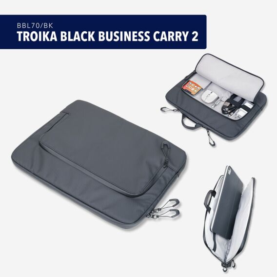 Troika 2 Gözlü Laptop Kılıfı, Siyah - 6